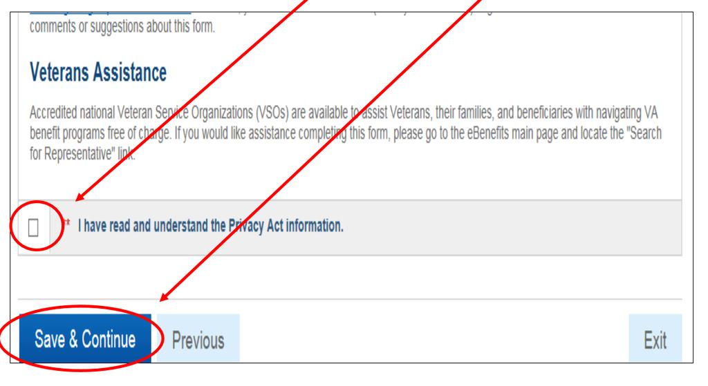 Step 5: Accept the Privacy Act Info, then click Save & Continue Step 7: Click on Schedule