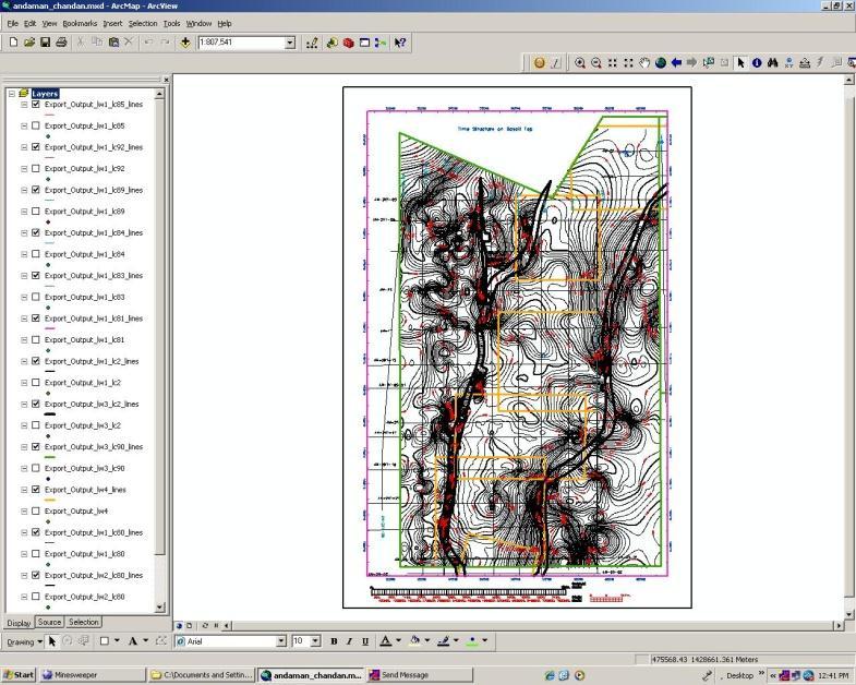 = Composite Layer Layer 1: Exploration Block Boundaries + + Layer 2:Time Contour Map Layer 3: Geological features such as Faults Finally, it may be mentioned that the real utility of creating a
