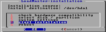 5: Start installation 7. Select start installation and press OK. 8. Press OK. The installation should complete successfully. 2.