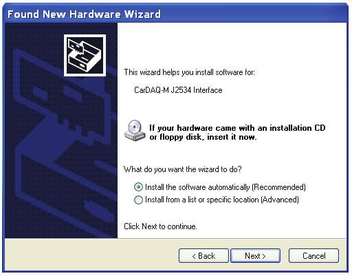 Windows XP users are finished installing at this point and can run the software they will be using with the CarDAQ-M.