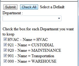 Department Settings - Allows you to select a default Department