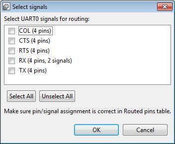 Chapter 4 Pins Tool Figure 4-19. Select signals dialog box If more signals can be routed to one pin, it is indicated by [ ].