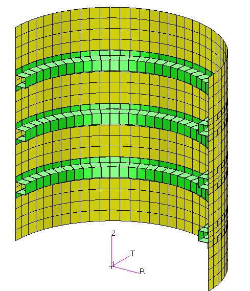 Example 3 Buckling Optimization of a Thin Walled Cylinder A thin walled cylinder reinforced with ring stiffeners is subjected to an axial compressive load.