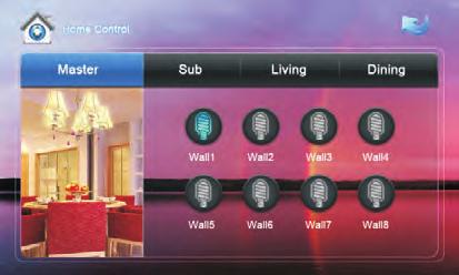 3.2 Light Click icon to enter the following interface: Set the light of corresponding room, such as Master, Sub, Living and