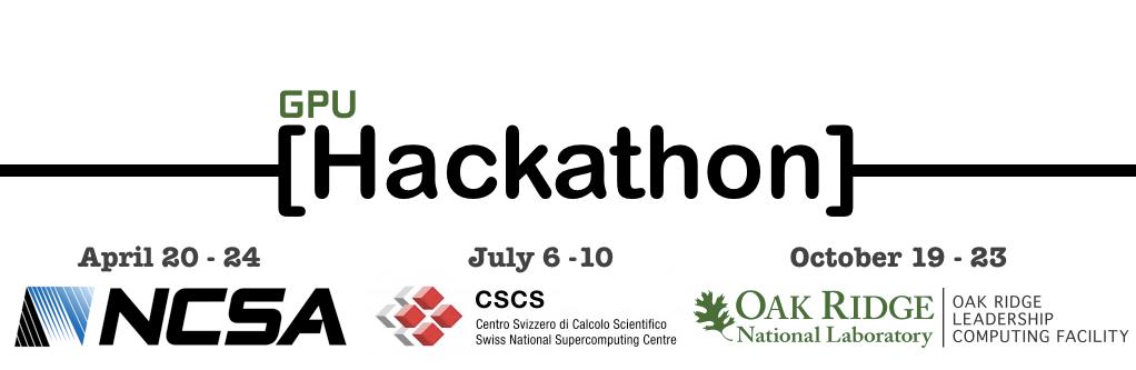 GPU Hackathon At NCSA this week.