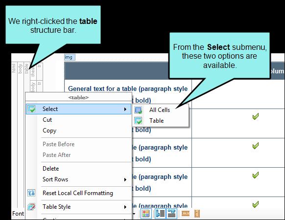 "SELECT ALL CELLS" VERSUS "SELECT TABLE" The "Select All Cells" and "Select Table" options seem to be similar, and they are. But they are not the same.