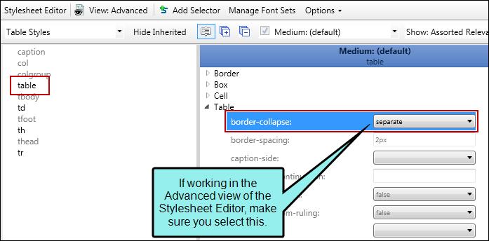 ADDITIONAL REQUIRED SETTINGS FOR ROUNDED BORDERS ON TABLES When setting rounded borders