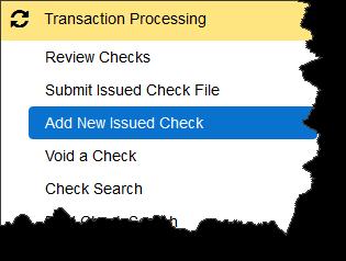 The Add New Issued Check page opens. 2. Enter the check information.