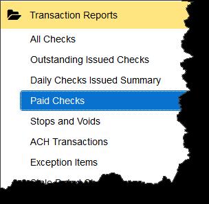 Stale Dated Checks Stops and Voids EDI Reporting Provides list of stale dated checks using dynamic selection criteria (dates and payee).
