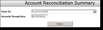 In the Transaction Reports section of the menu, click Account Reconciliation Summary.