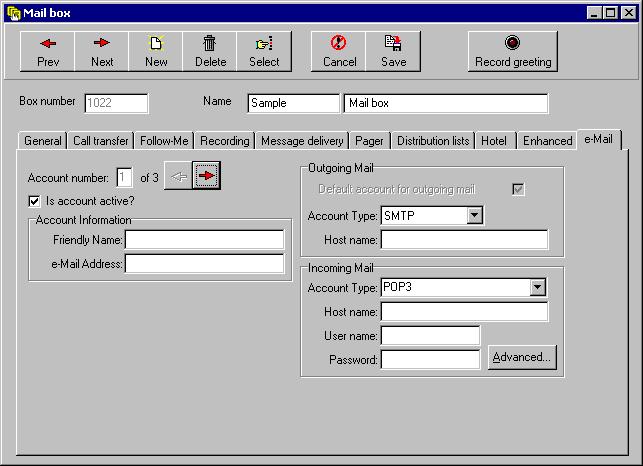 Using the PC to Perform Supervisor Functions 3.1.9 SETTING UP E-MAIL FEATURES Interchange allows you to set up e-mail features per mailbox owner.