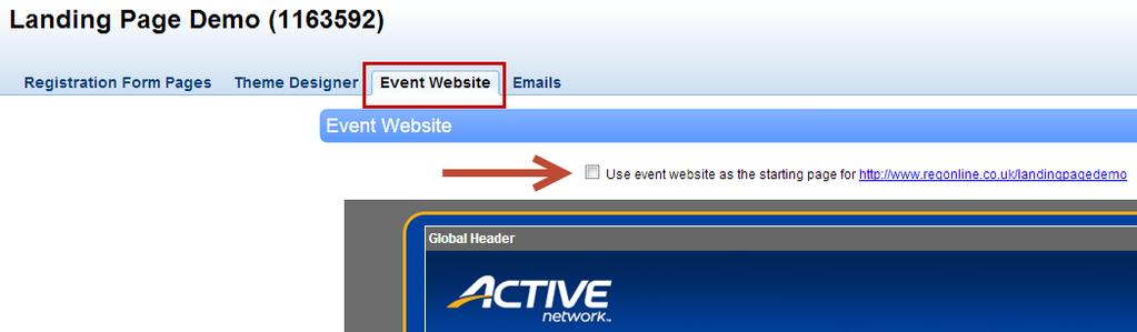 REGONLINE EVENT WEBSITE BASICS Enabling the event website This will take you