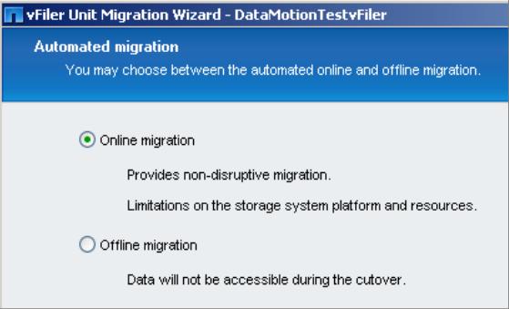 2. Select Online Migration. 3.