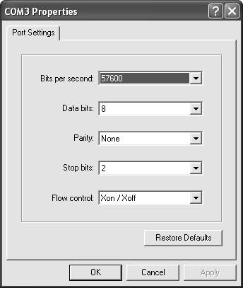 Ensure you have selected the correct COM Port, this will be the same port used for downloading of test results. You can check the port settings by clicking Configure COM Port.