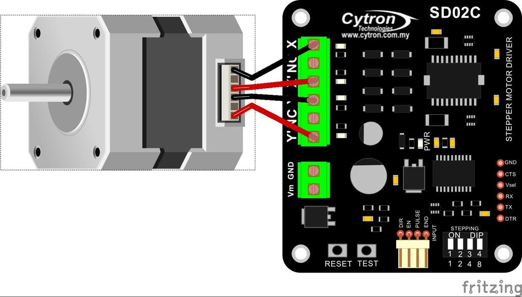 a 50% chance of guessing right. c. Press Test button on SD02C. The stepper motor should rotate in CCW (counterclockwise) by looking at the motor shaft.