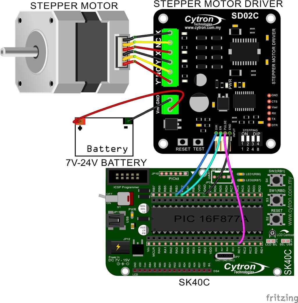 5.2 Connecting to Microcontroller using Signal Input Pin Typical application would require a microcontroller to generate pulses and control the direction.