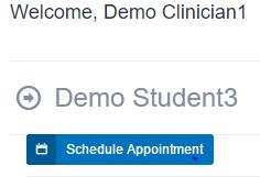 How to schedule an appointment Scheduling an Assmt, Follow up or Referral 1. Click on the blue schedule appointment button on the left side under the student s name. 2.