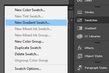 To apply a gradient, select the object and click on the gradient icon.