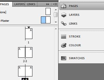 VIEWING/EDITING PAGES Pages Panel Often when you open an InDesign document, your pages will appear as shown on the right (when there are more than one).