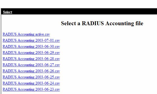 c. On the right hand side, select the RADIUS Accounting active.csv link. d.
