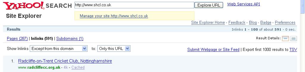 UK Inbound Links to your website http://siteexplorer.search.yahoo.