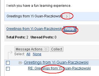 it. To read other messages, click on the Forum Title in the navigation path at the top of the Message Window.
