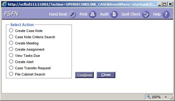 1.2. Pages 1.2.1. Page - Actions 1.2.1.1.Page Navigation and Overview The Actions page is launched by selecting the Action hyperlink at the Case level from the Case on the worker's desktop.