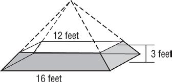 10. STAGES A stage has the form of a square pyramid with the top sliced off along a plane parallel to the base.