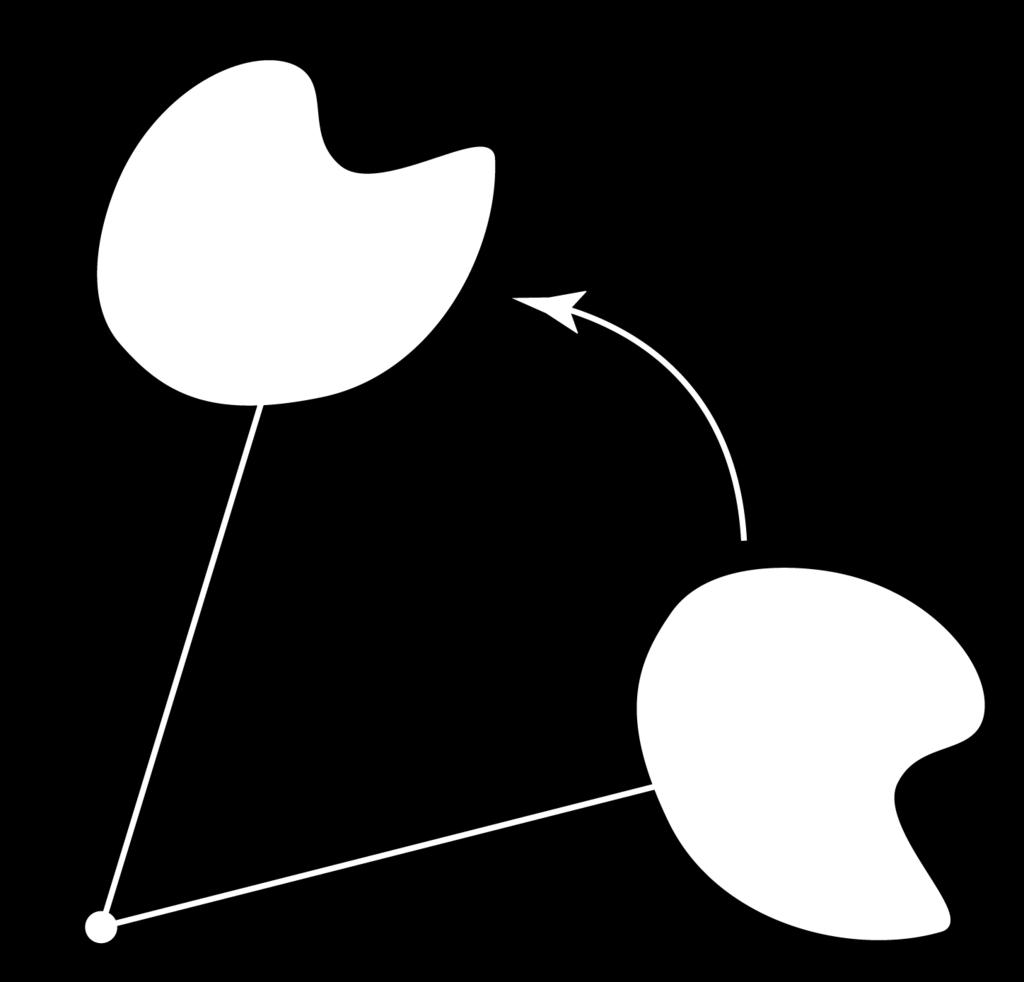 3-1 shows the rotation of a shape. The blue arrow shows the path that the shape travels as it rotates.