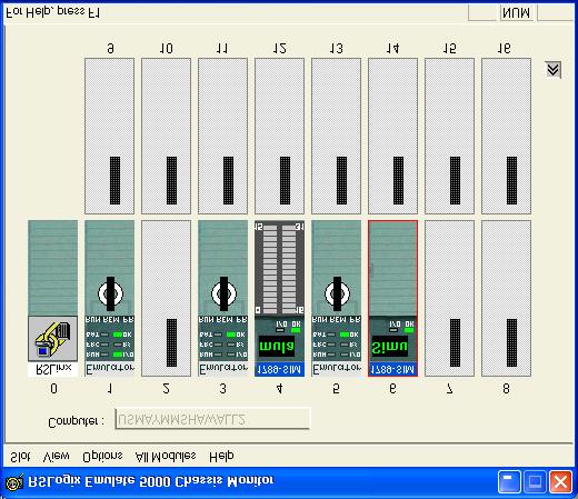 GETTING RESULTS WITH RSLOGIX EMULATE 5000 The following illustration shows a Chassis Monitor window with three emulator and two simulated I/O modules. This is an emulator module.