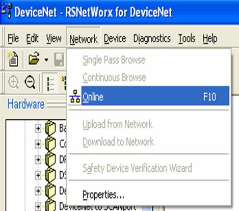 Thiết lập cấu hình RSNetWork for DeviceNet Phần mềm RSNetWorx for DeviceNet sẽ dùng để cấu hình vùng địa chỉ và số lượng các byte truyền nhận của Scanner cho biến tần.