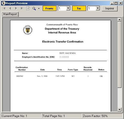Electronic Transfer, Continued Internet Confirmation Report Once the electronic transfer process is completed through the Internet, a Confirmation Report