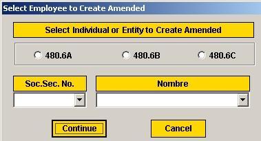 Select from the menu: Forms / Informative Return (480.6X) / Amended Return (480.6X) / Create Amended.