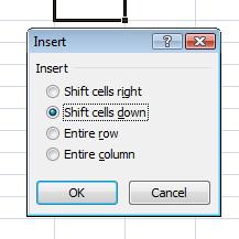 Rows and Columns Inserting a Row Click in the row
