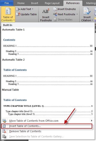 GENERATING AUTOMATIC LISTS Automatic Table of Contents This section will instruct you on how to insert an automatically generated Table of Contents and List of Figures/Tables into your thesis or
