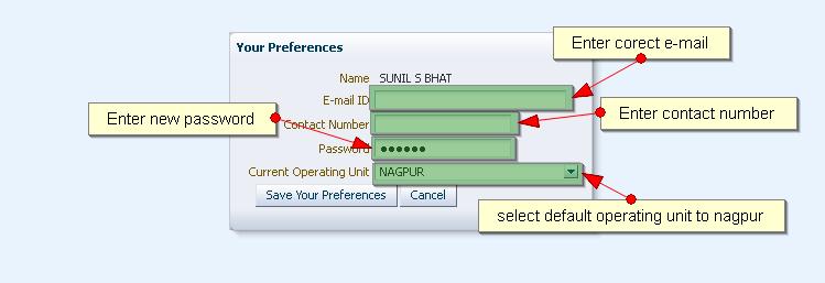) After login to the application you can change your password by clicking on preferences link (right-top of the page). 2.