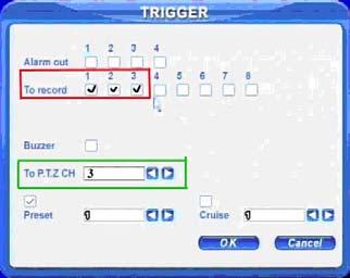 Use the ENTER key to put a checkmark in the Enable option (BLUE box) and then select the SET button in the Trigger options which brings up the option box in Pic 6.4.