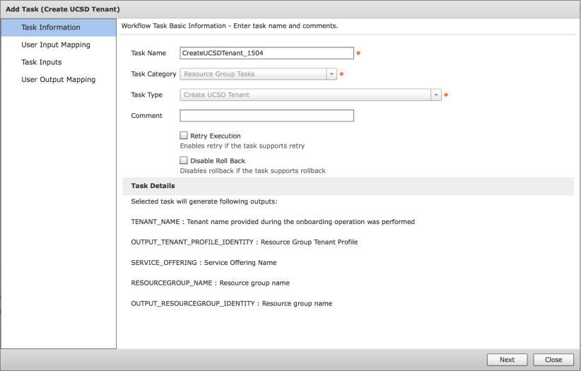 The task wizard will automatically open to configure inputs and outputs for the task.