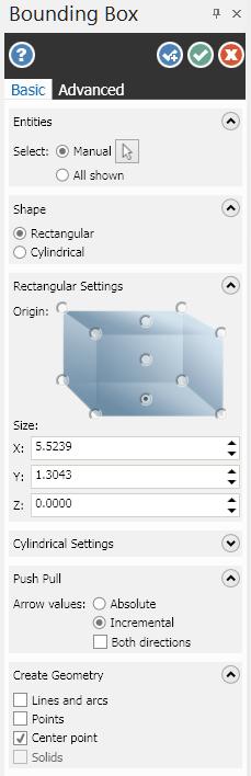 In Bounding Box function panel: under Shape, Fig. 12 Rectangle Click bottom center Anchor point under Create Geometry Check Center point uncheck others G. Dynamic Move Text. Step 1.