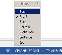 N. Project Letters. Step 1. Click CPLANE in Status bar at bottom of the graphics window and click Top from the menu, Fig 36. Step 2. On the Transform tab click Project. Step 3.