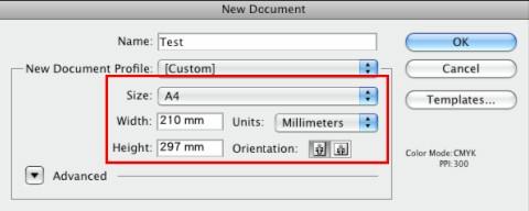 1) Open a new document on Illustrator and decide the size of your material.