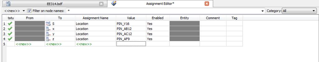 Fig. 12: Pin Assignment window after pin values are written 6) You can export the pin assignment clicking on Assignment>Export Assignments.