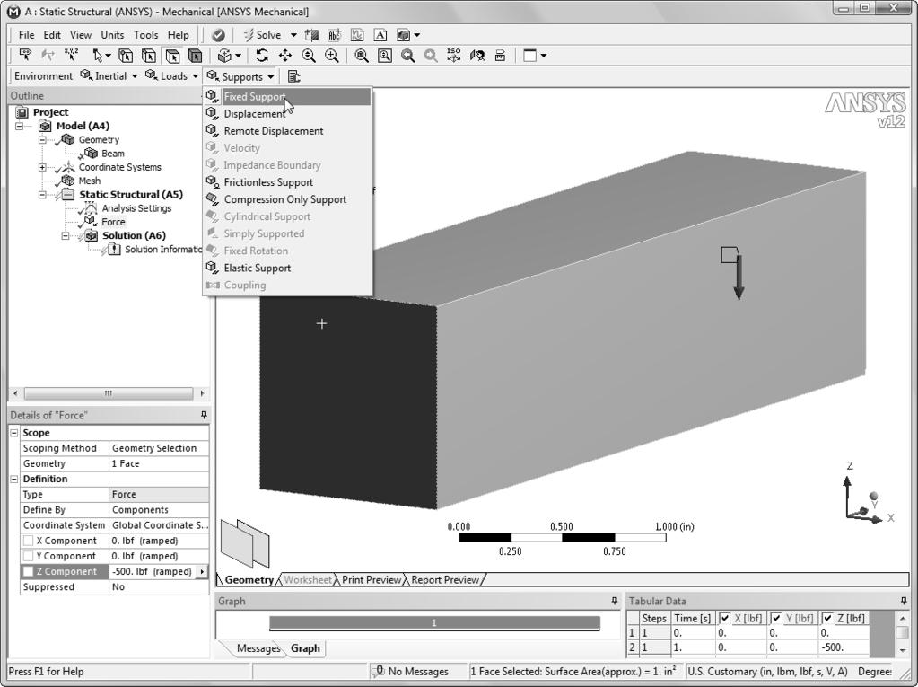 6-10 ANSYS Workbench Software Tutorial Step 9 Request results. A. Select the Solution folder.