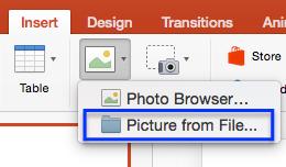 10 Graphics Images from a file To insert scanned, camera, or other image files into a presentation: 1.