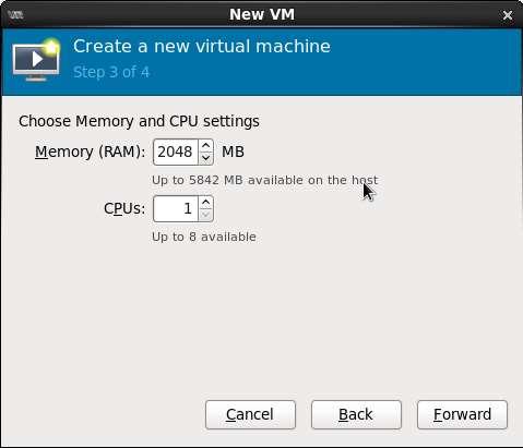 Step 6: Choose virtual memory and CPU for the appliance Select