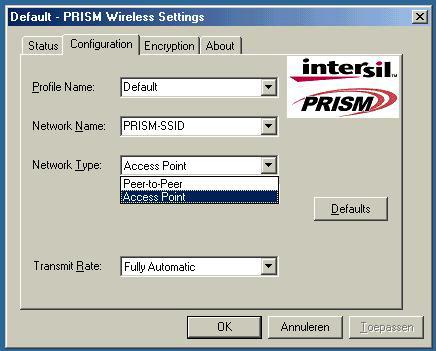 02) fig, 02: Intersil WLAN settings window f-click on configuration tab and select