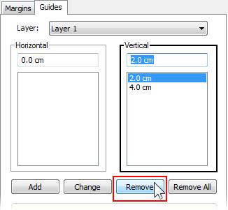 Moving and deleting ruler guides Whichever method you use to create your ruler guides, you can move them around or delete them at any time. To move a ruler guide: Click and drag the red guide line.