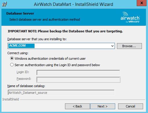 Chapter 4: AirWatch DataMart If you have enough rights to update
