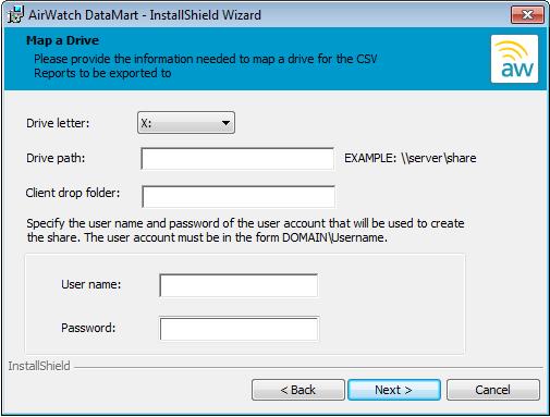 DataMart Tables Access DataMart exports as database tables in the AirWatch Database or in the CSV files in a