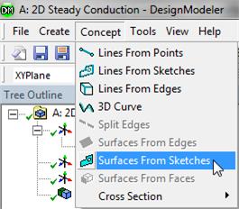 So we need to turn our sketch into a "body". In this case, the "body" is a 2D surface which ANSYS, somewhat awkwardly, calls a "surface body".